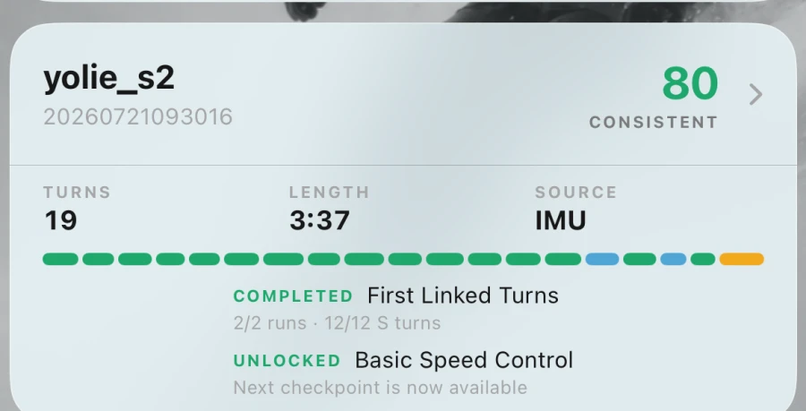 A run card showing a completed checkpoint and a newly unlocked skill